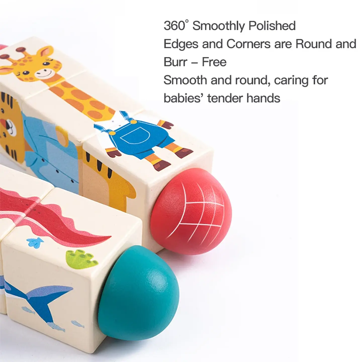 Wooden Animal Spin Puzzle Rotating Shape Matching Educational Toy for Kids 3