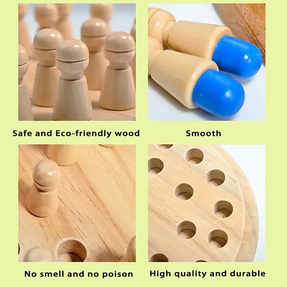 Wooden Memory Matching Game Montessori Color Sensory Chess Toy for Kids 4
