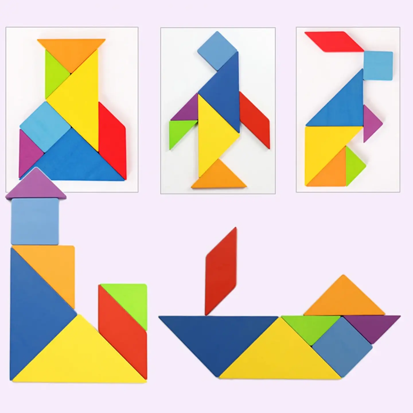 Wooden Tangram Puzzle Montessori Building Blocks Learning Game 2