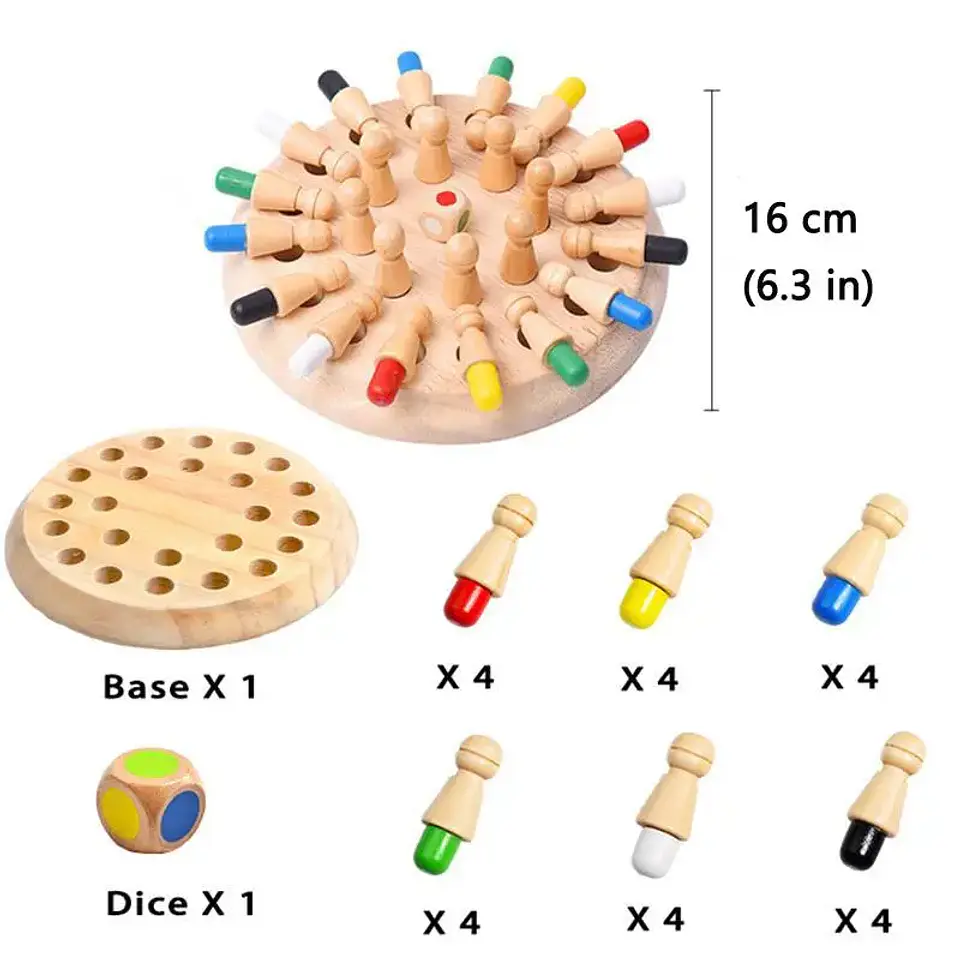 Wooden Memory Matching Game Montessori Color Sensory Chess Toy for Kids 6