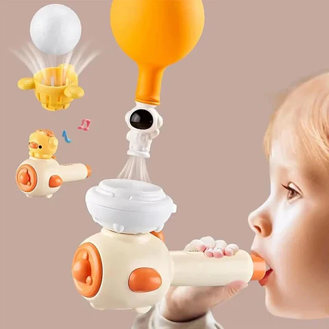 Breathing Exercise Toy Montessori 3-in-1 Blowing Ball & Whistle Sensory Toy