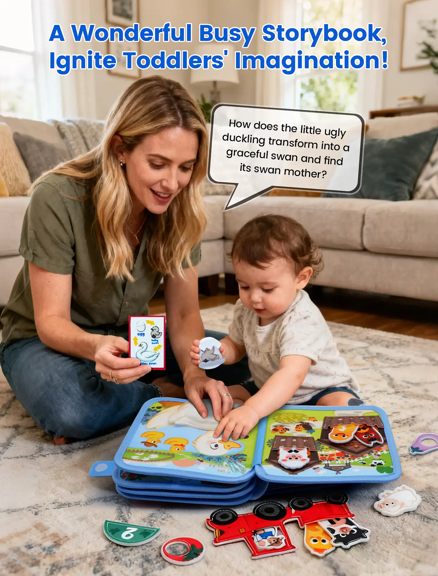 3D Farm Busy Board Quiet Book – Montessori Felt Activity Book for Fine Motor Skills & Early Learning 2