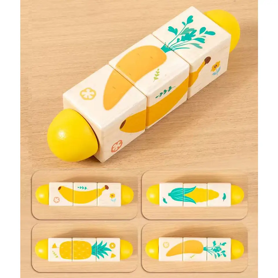 Wooden Animal Spin Puzzle Rotating Shape Matching Educational Toy for Kids 7
