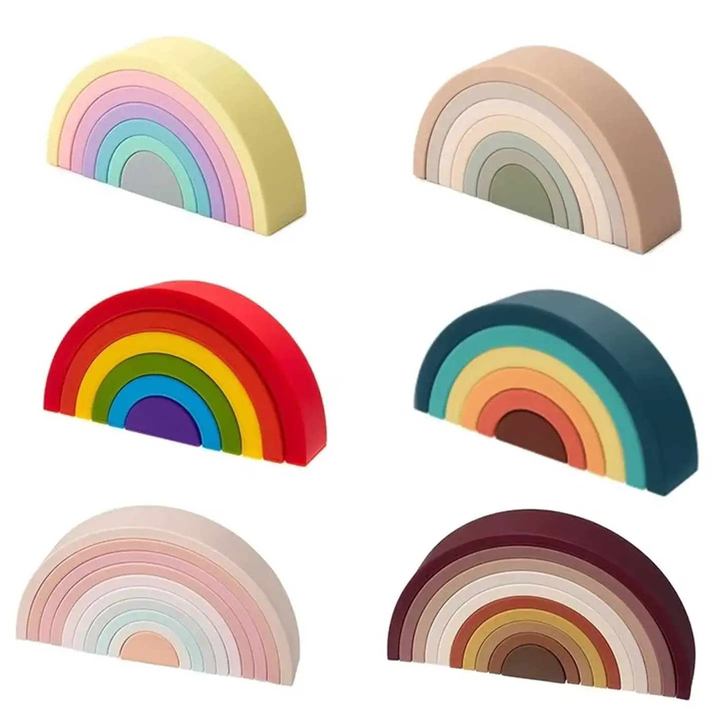Silicone Building Blocks – Montessori Rainbow Soft Stacking Toy for Babies 1