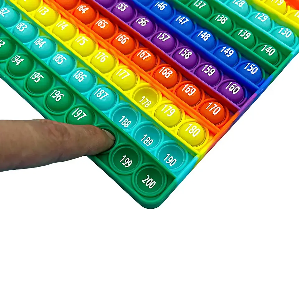 Rainbow Math Pop Board – 1-200 Counting Silicone Fidget Educational Toy for Kids 7