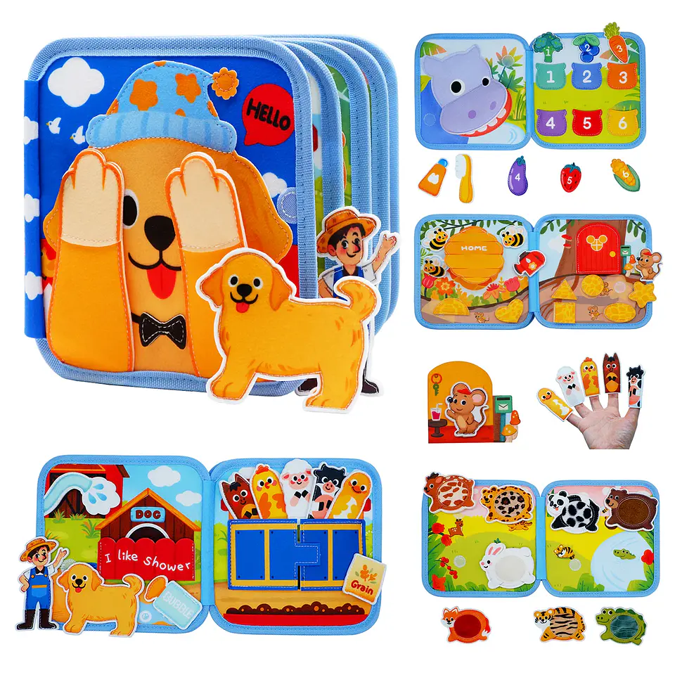3D Farm Busy Board Quiet Book – Montessori Felt Activity Book for Fine Motor Skills & Early Learning 4