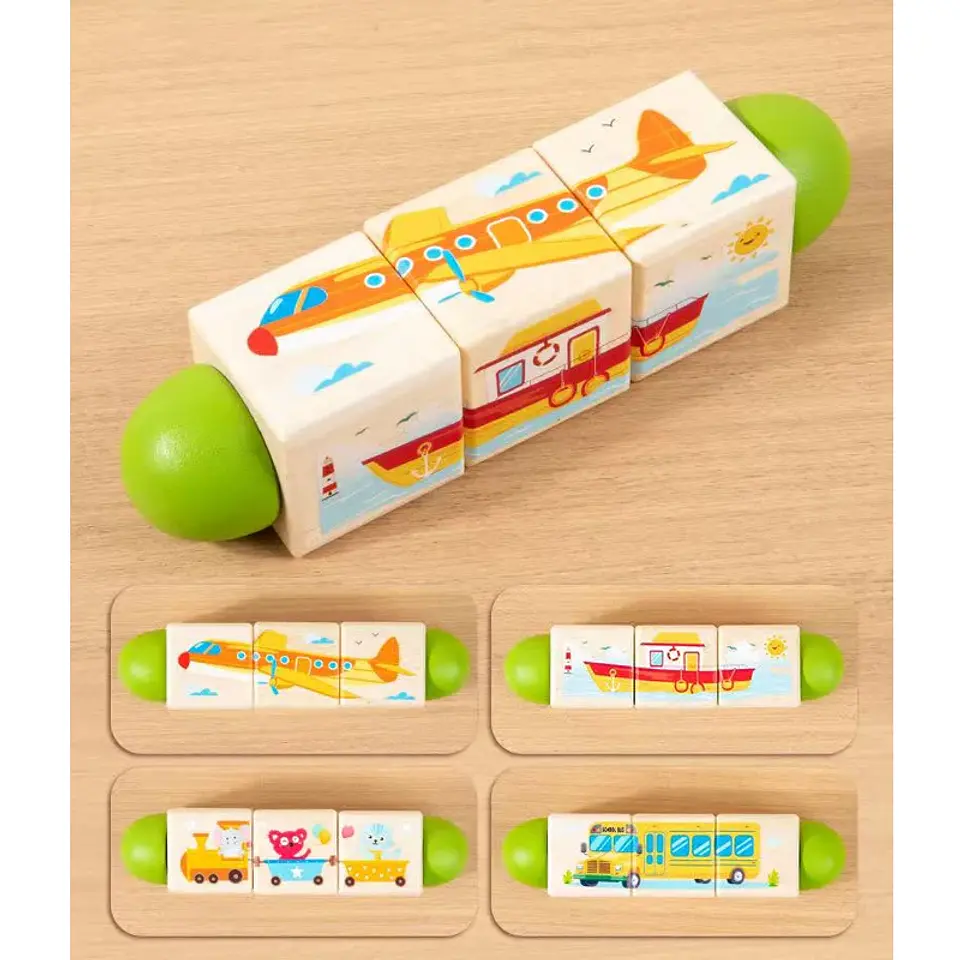 Wooden Animal Spin Puzzle Rotating Shape Matching Educational Toy for Kids 8