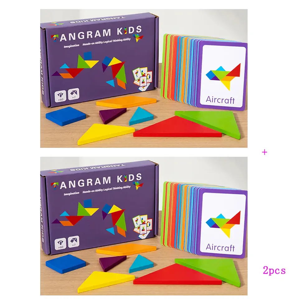 Wooden Tangram Puzzle Montessori Building Blocks Learning Game 9