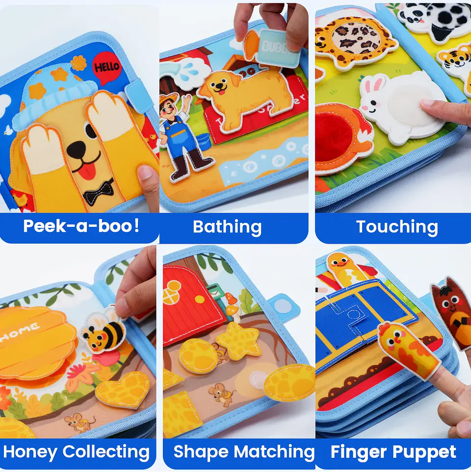 3D Farm Busy Board Quiet Book – Montessori Felt Activity Book for Fine Motor Skills & Early Learning 6