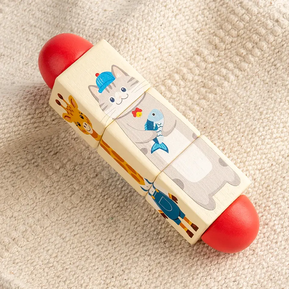 Wooden Animal Spin Puzzle Rotating Shape Matching Educational Toy for Kids 9