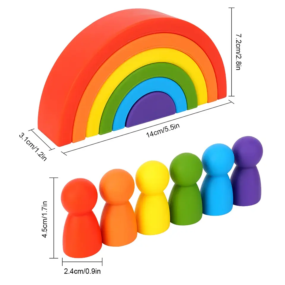 Silicone Building Blocks – Montessori Rainbow Soft Stacking Toy for Babies 22