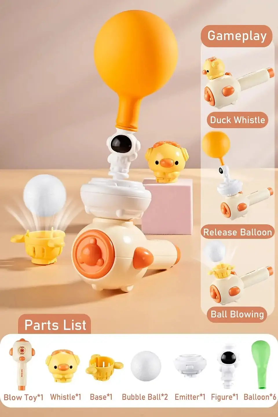 Breathing Exercise Toy Montessori 3-in-1 Blowing Ball & Whistle Sensory Toy 8