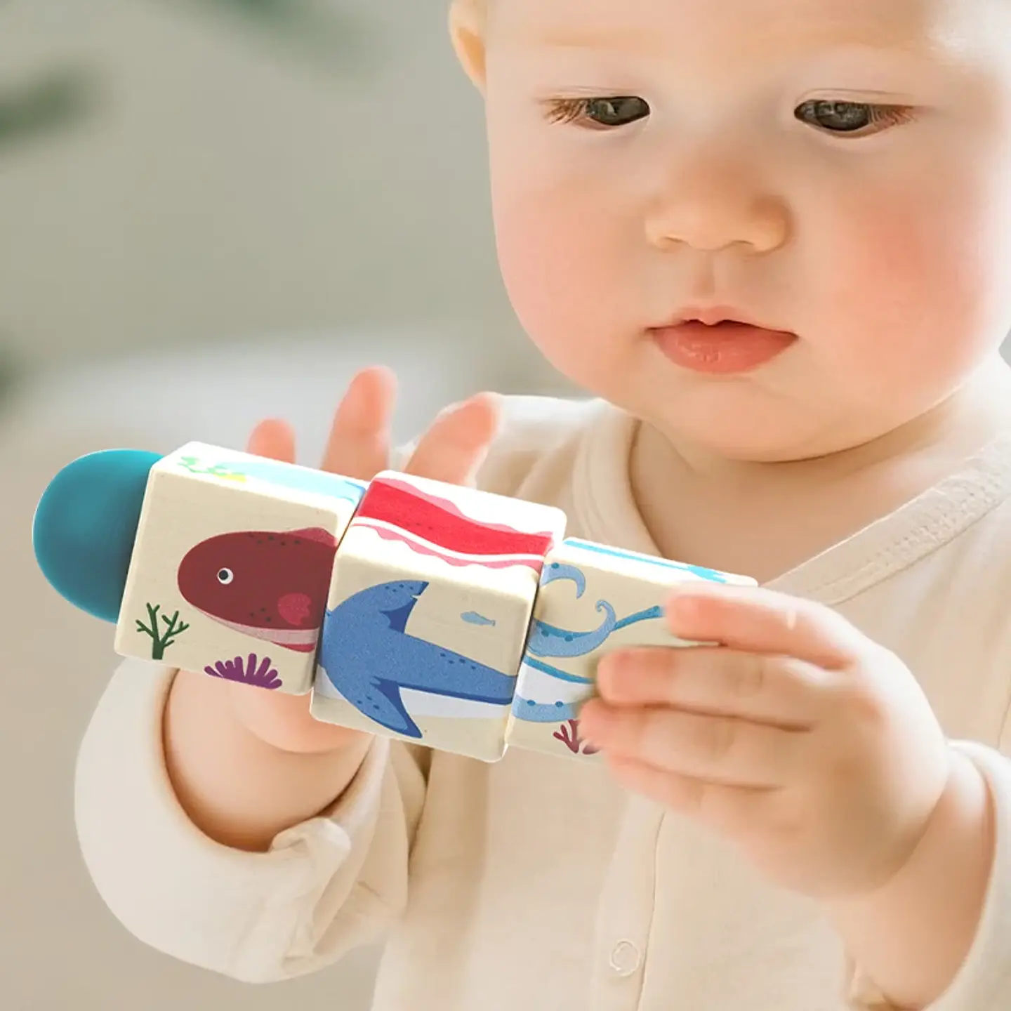 Wooden Animal Spin Puzzle Rotating Shape Matching Educational Toy for Kids 12