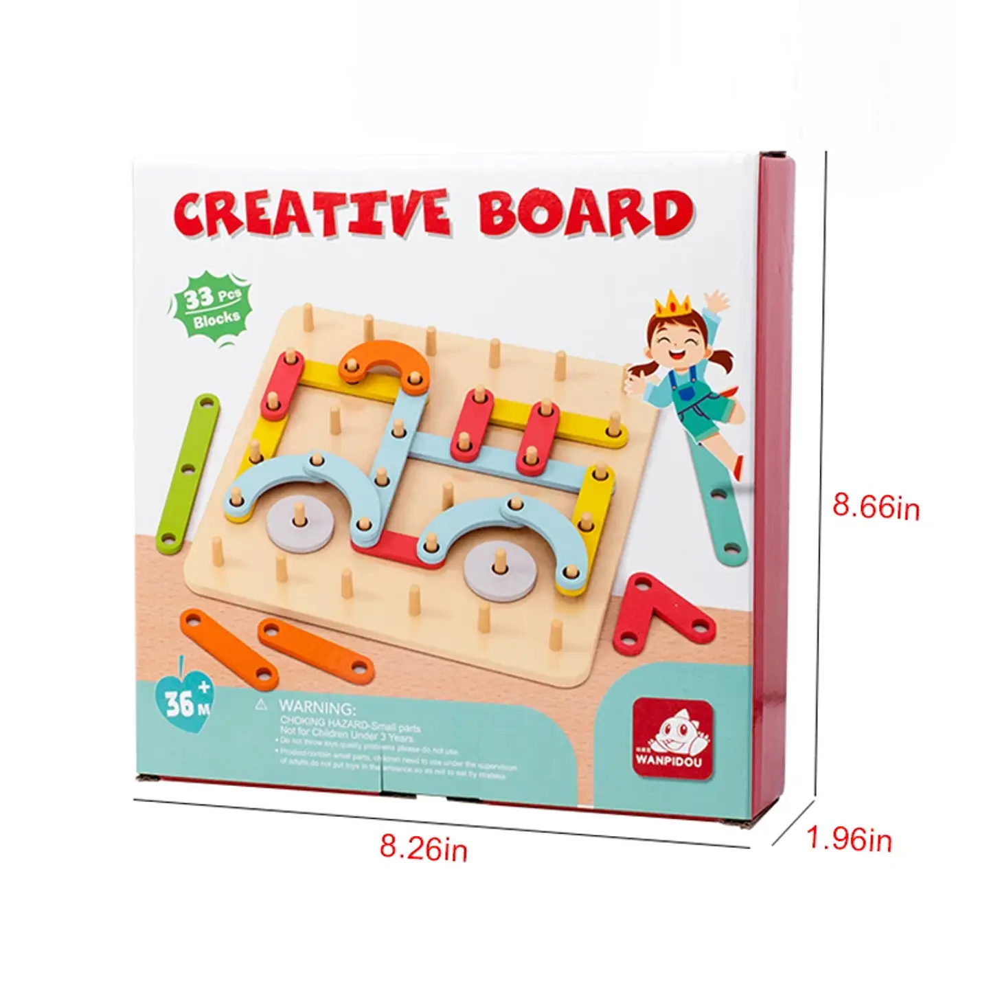 Wooden Geoboard  Montessori Geometric Pegboard Construction Puzzle for Kids 11