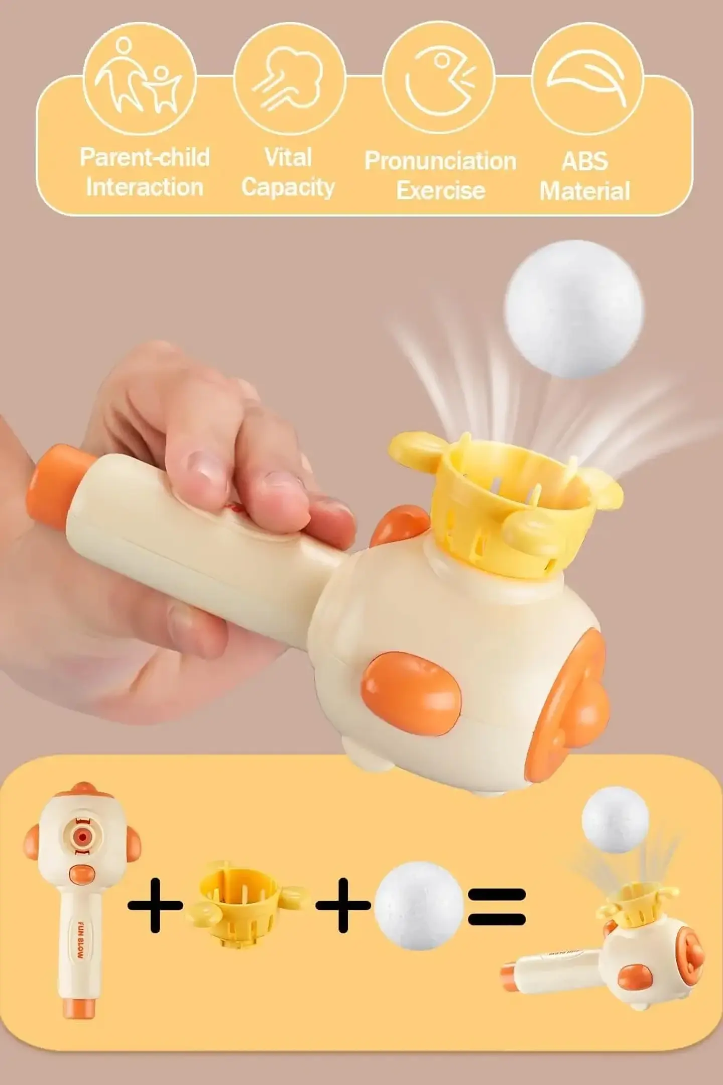 Breathing Exercise Toy Montessori 3-in-1 Blowing Ball & Whistle Sensory Toy 9