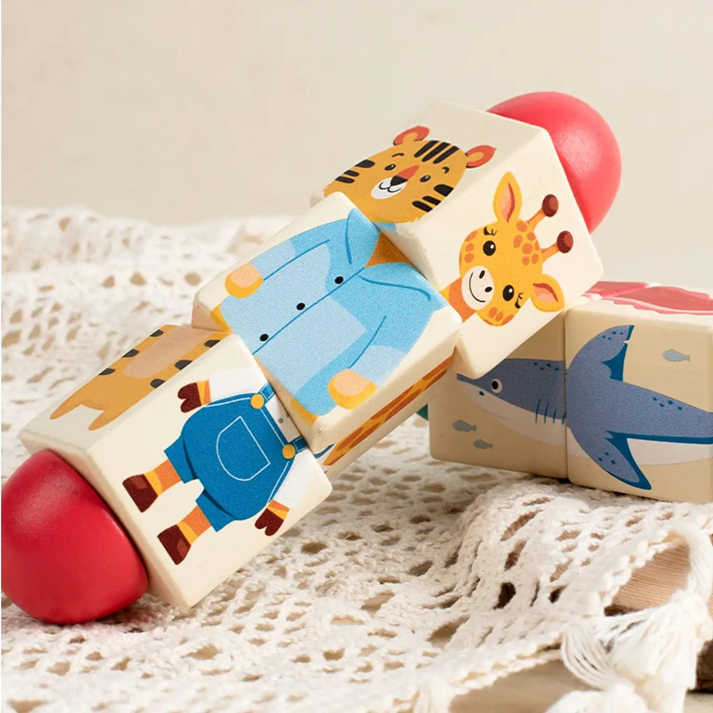 Wooden Animal Spin Puzzle Rotating Shape Matching Educational Toy for Kids 13