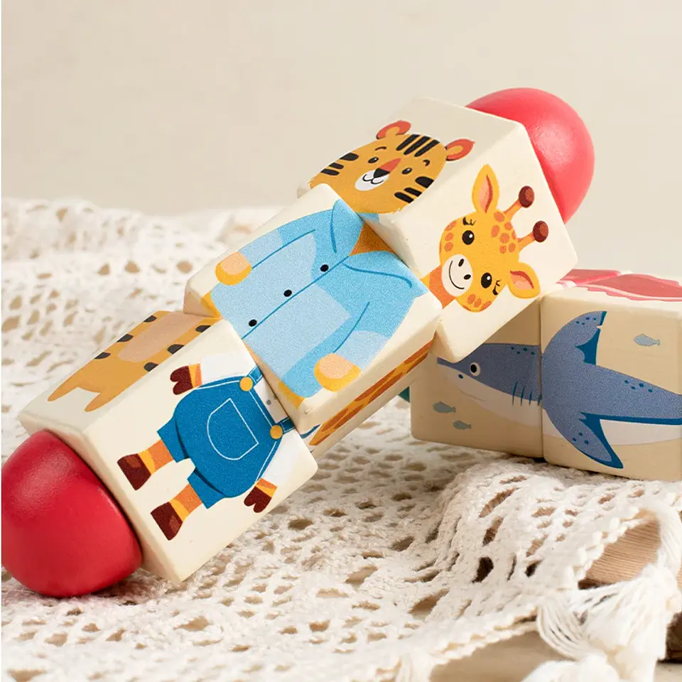 Wooden Animal Spin Puzzle Rotating Shape Matching Educational Toy for Kids 13