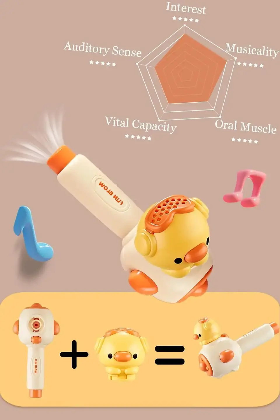 Breathing Exercise Toy Montessori 3-in-1 Blowing Ball & Whistle Sensory Toy 11