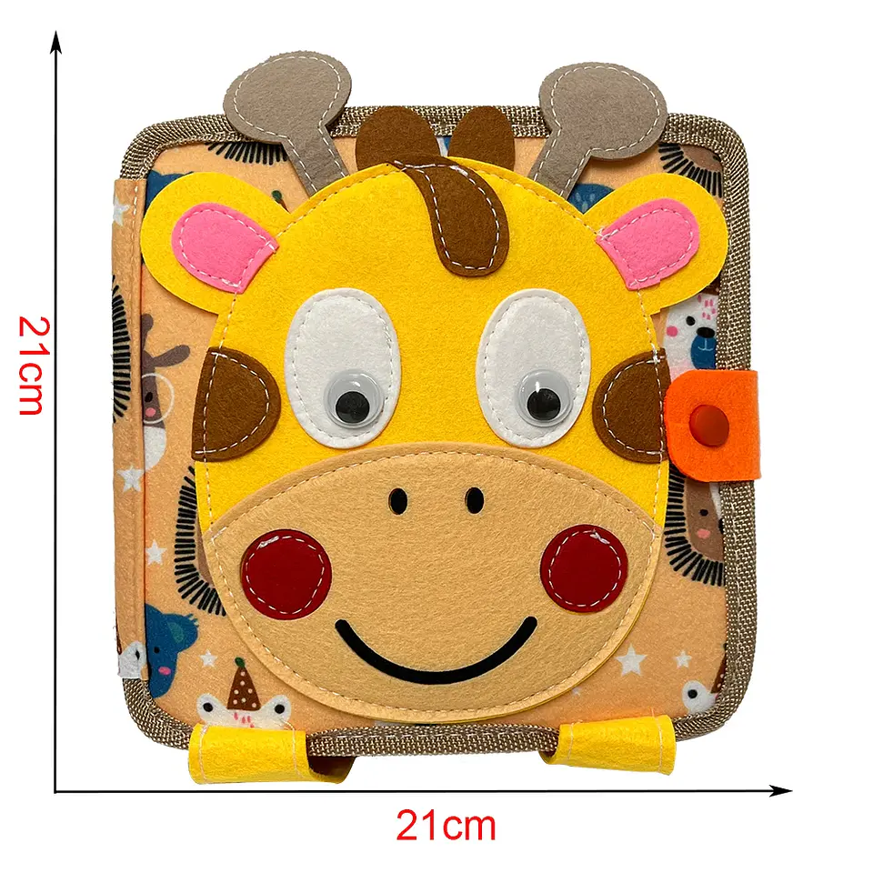 Felt Busy Book Montessori Giraffe Quiet Book for Fine Motor Skills 16