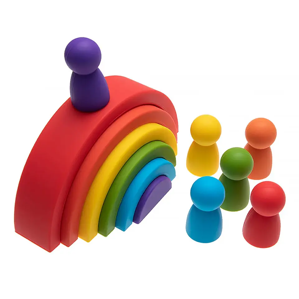Silicone Building Blocks – Montessori Rainbow Soft Stacking Toy for Babies 16