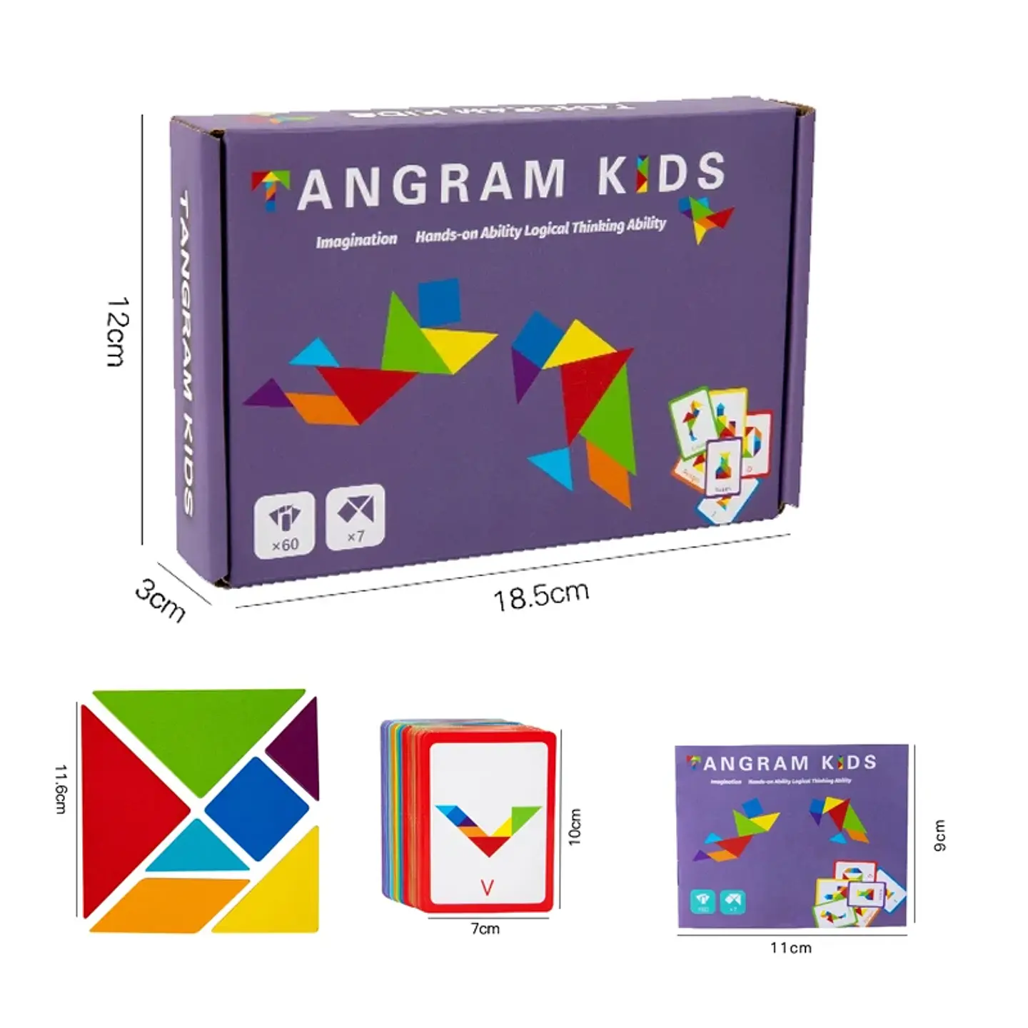 Wooden Tangram Puzzle Montessori Building Blocks Learning Game 27