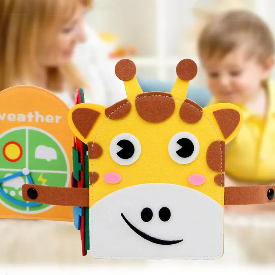 Felt Busy Book Montessori Giraffe Quiet Book for Fine Motor Skills 23