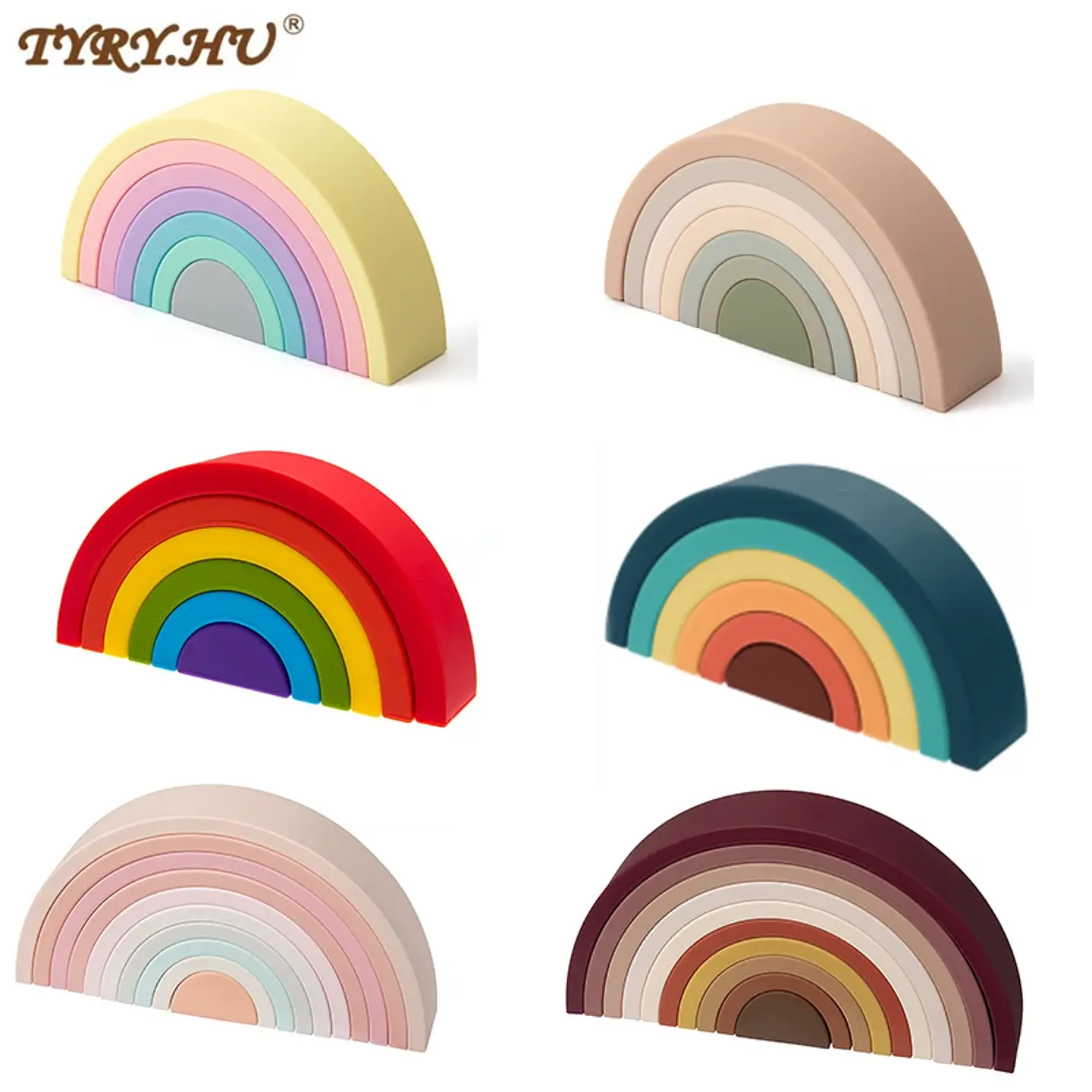 Silicone Building Blocks – Montessori Rainbow Soft Stacking Toy for Babies 21