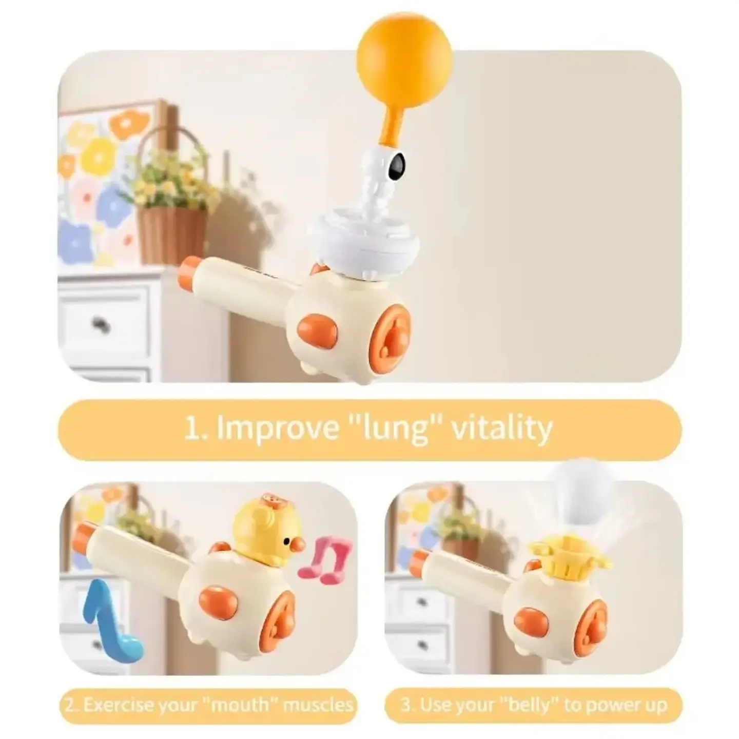 Breathing Exercise Toy Montessori 3-in-1 Blowing Ball & Whistle Sensory Toy 22