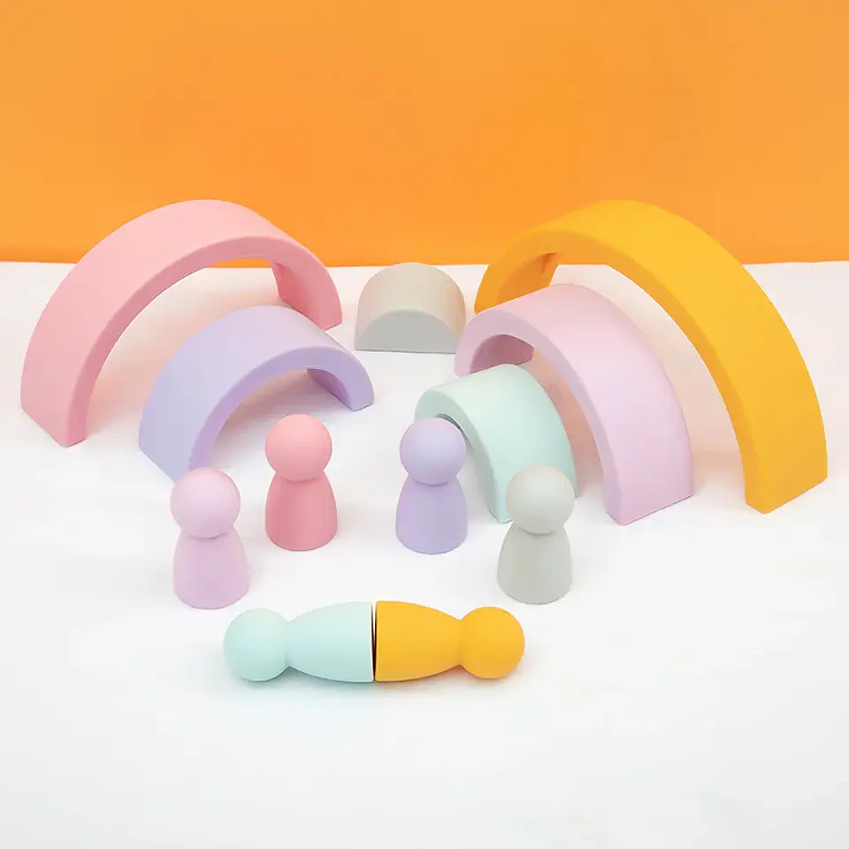 Silicone Building Blocks – Montessori Rainbow Soft Stacking Toy for Babies 24