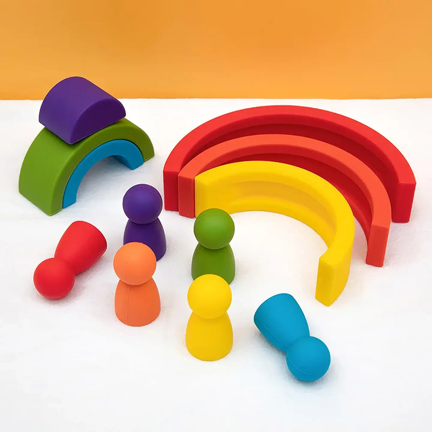 Silicone Building Blocks – Montessori Rainbow Soft Stacking Toy for Babies 25