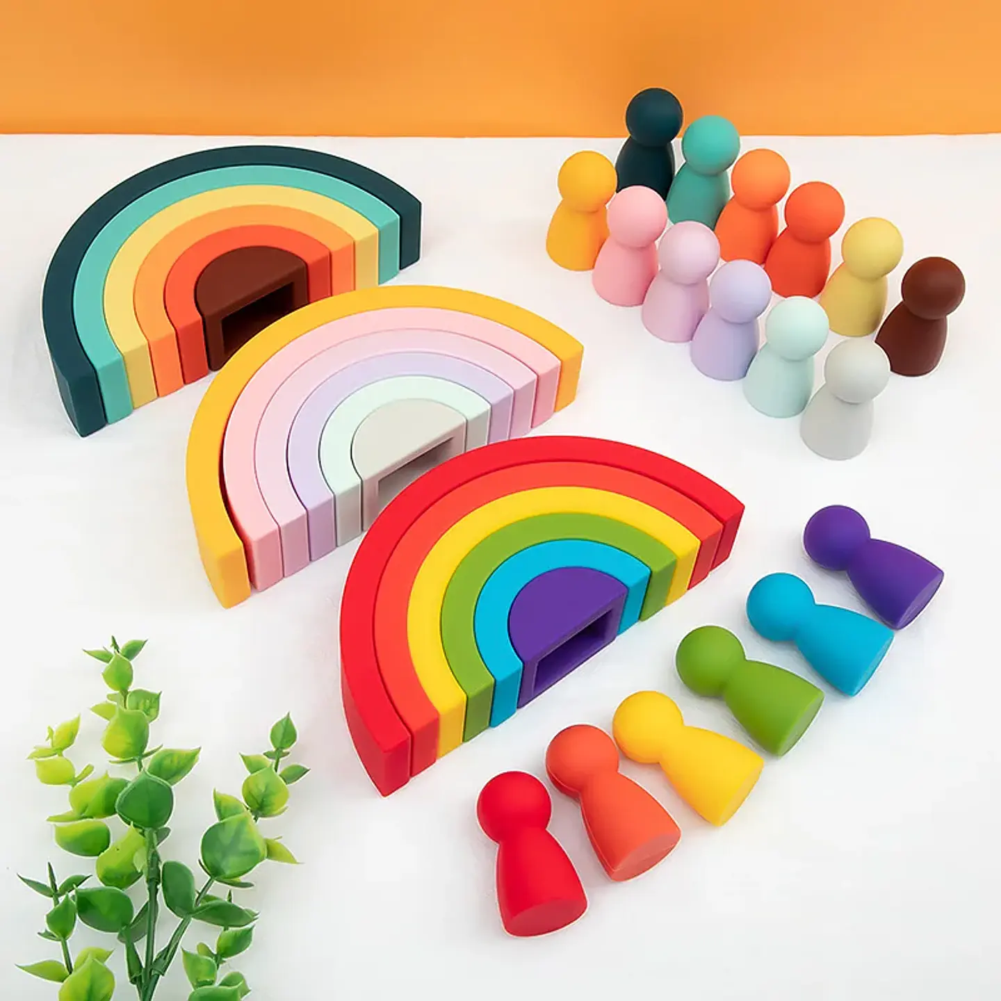 Silicone Building Blocks – Montessori Rainbow Soft Stacking Toy for Babies 26