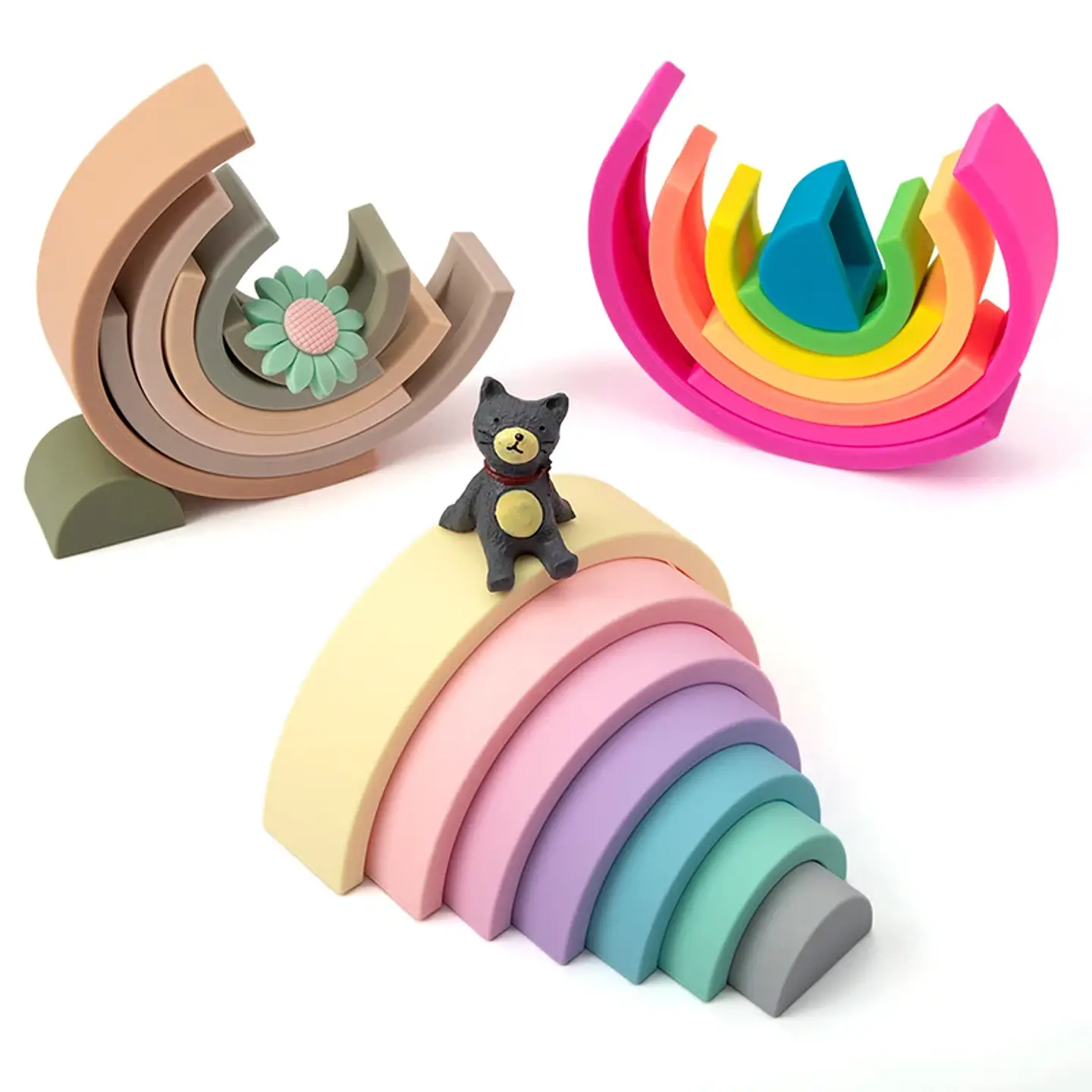Silicone Building Blocks – Montessori Rainbow Soft Stacking Toy for Babies 28