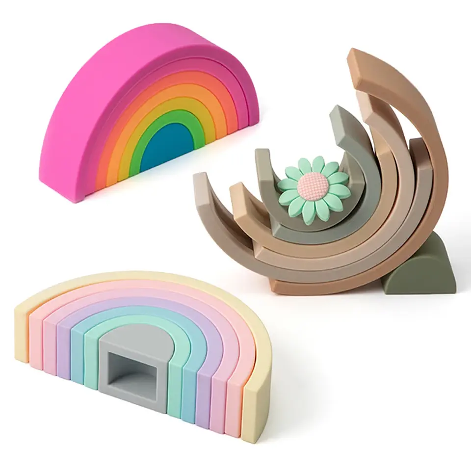 Silicone Building Blocks – Montessori Rainbow Soft Stacking Toy for Babies 29