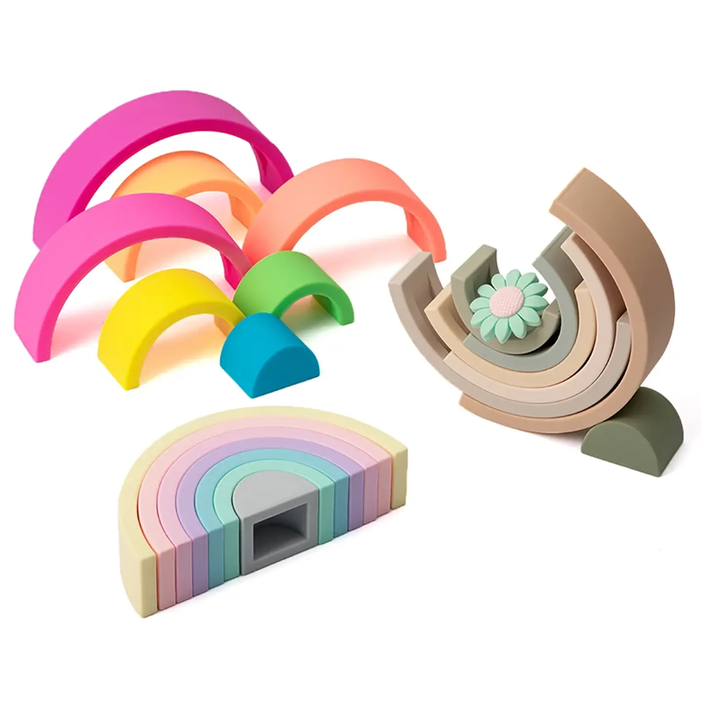 Silicone Building Blocks – Montessori Rainbow Soft Stacking Toy for Babies 30