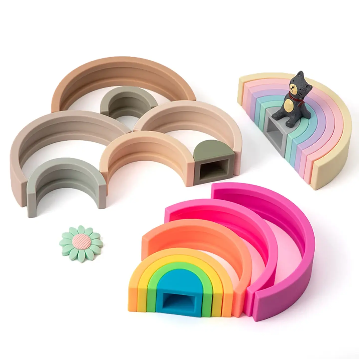 Silicone Building Blocks – Montessori Rainbow Soft Stacking Toy for Babies 31