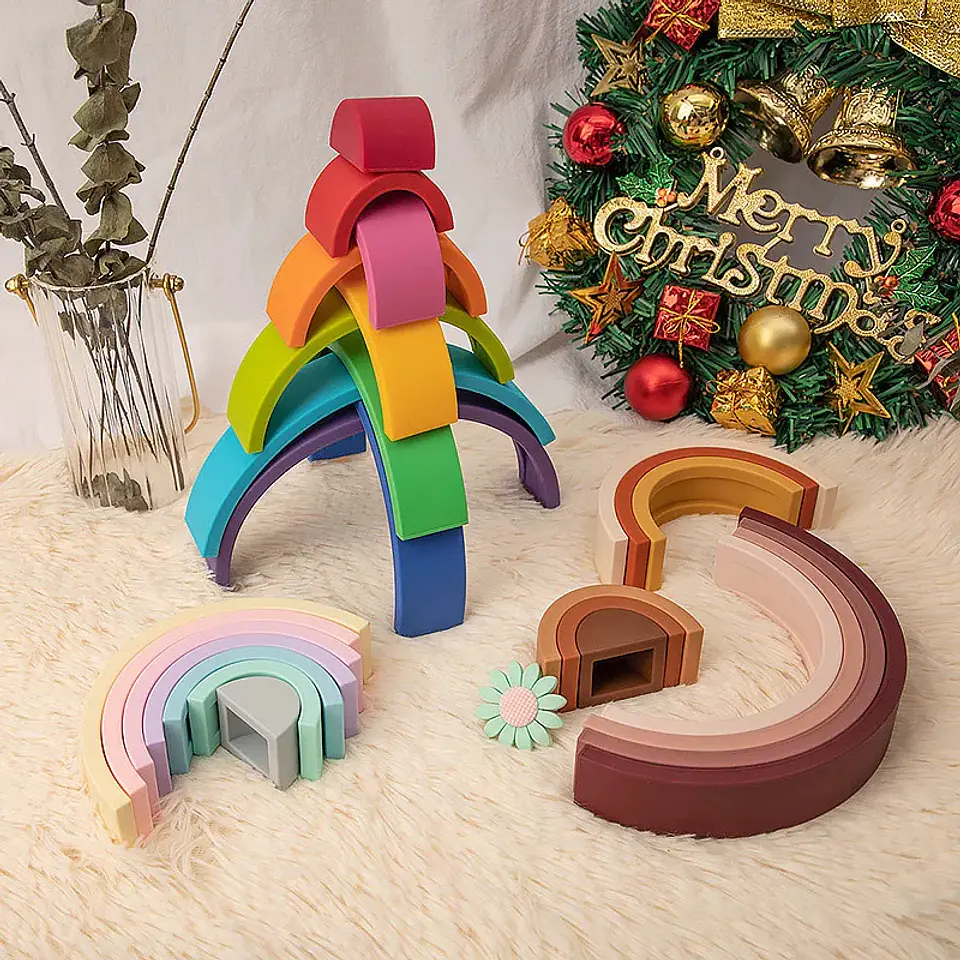 Silicone Building Blocks – Montessori Rainbow Soft Stacking Toy for Babies 35