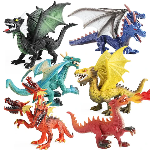 Oenux Mythical Dragon & Phoenix Figures  PVC Fantasy Creature Models for Kids