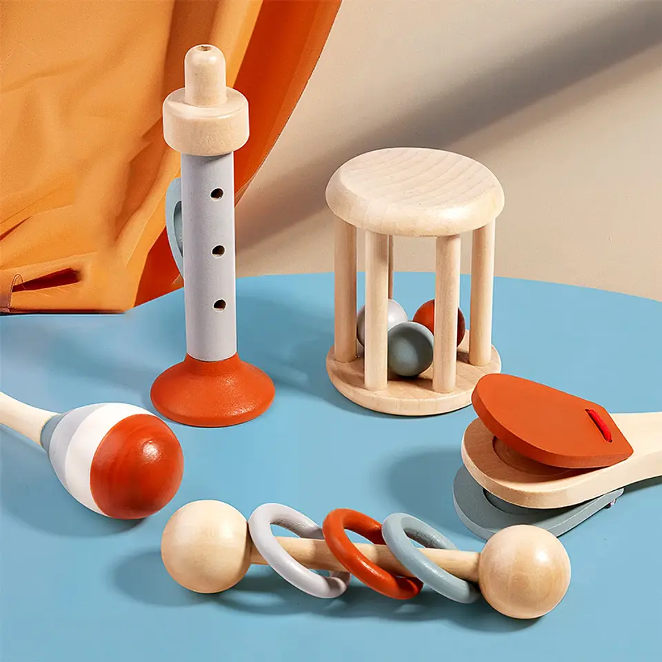 Ensemble d'instruments de musique en bois pour bébés – Lot de 5 jouets musicaux sensoriels Montessori pour enfants 2