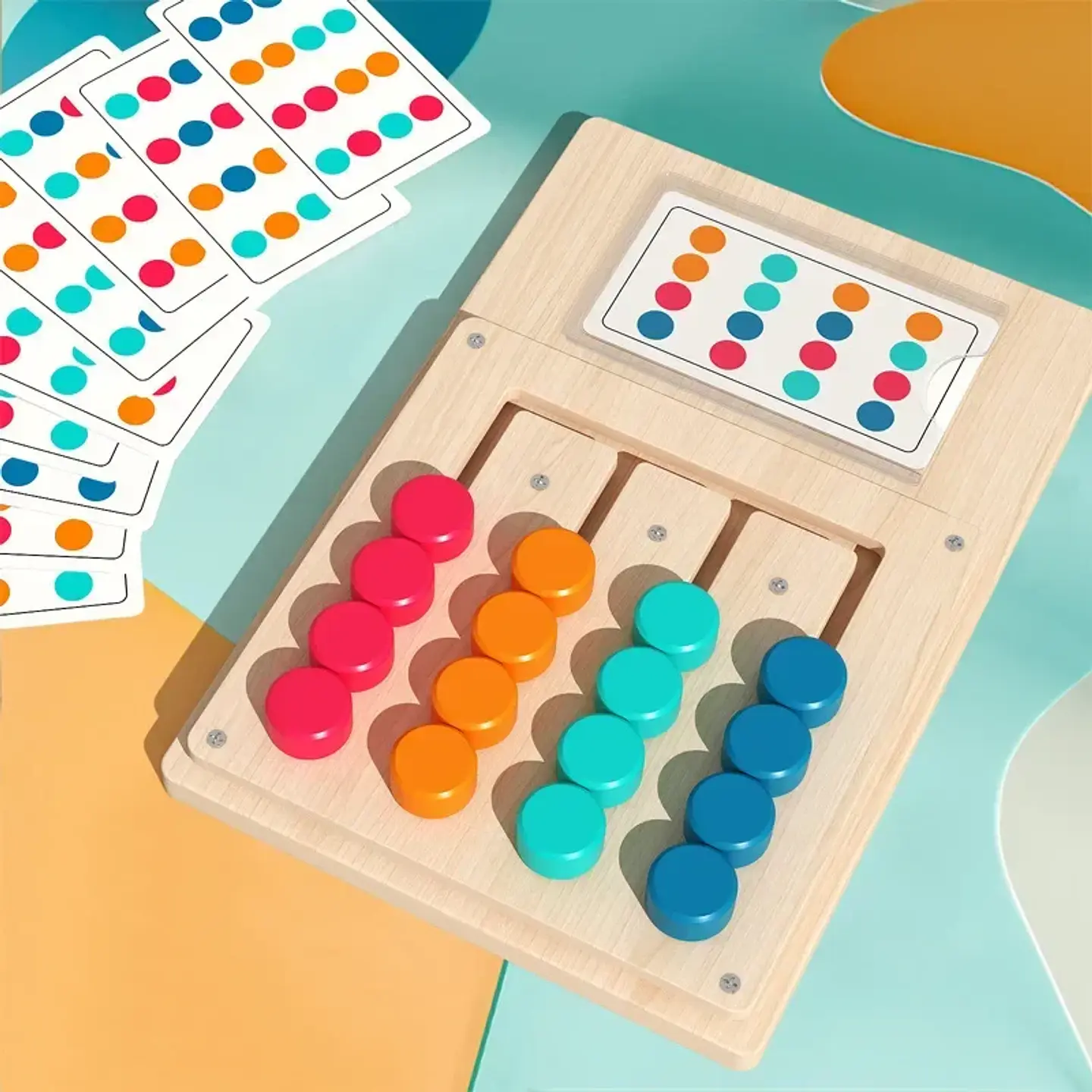 Montessori Wooden Color Matching Game Logic & Memory Board for Kids 2