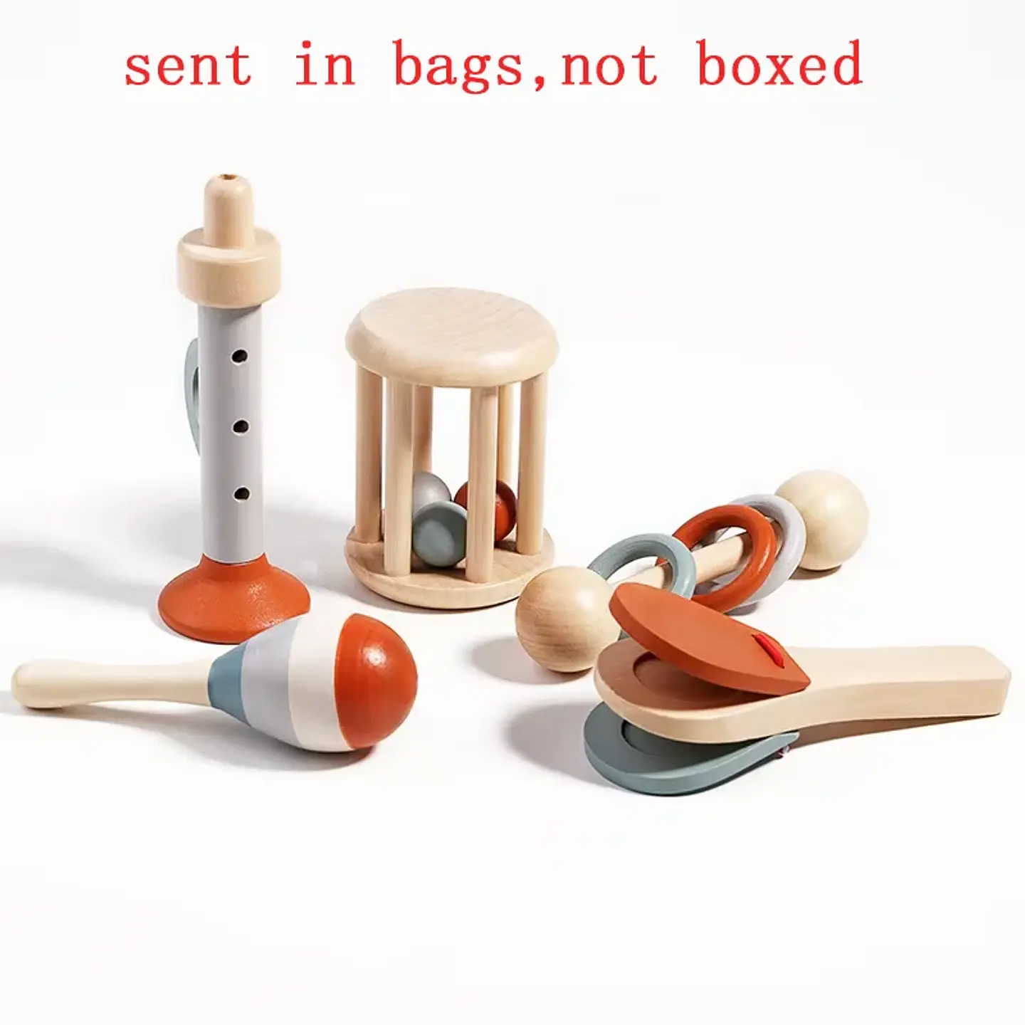 Ensemble d'instruments de musique en bois pour bébés – Lot de 5 jouets musicaux sensoriels Montessori pour enfants 5
