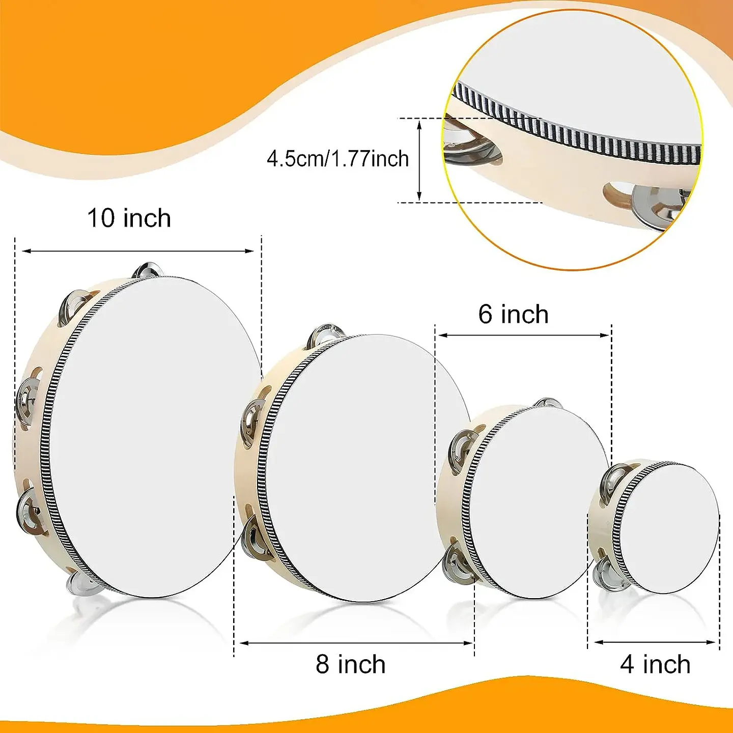 Tambourin en bois – Instrument de percussion éducatif pour enfants 2