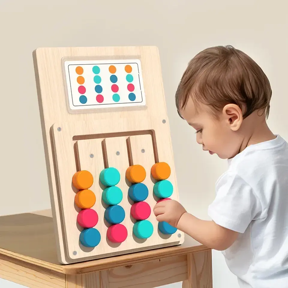 Montessori Wooden Color Matching Game Logic & Memory Board for Kids 3