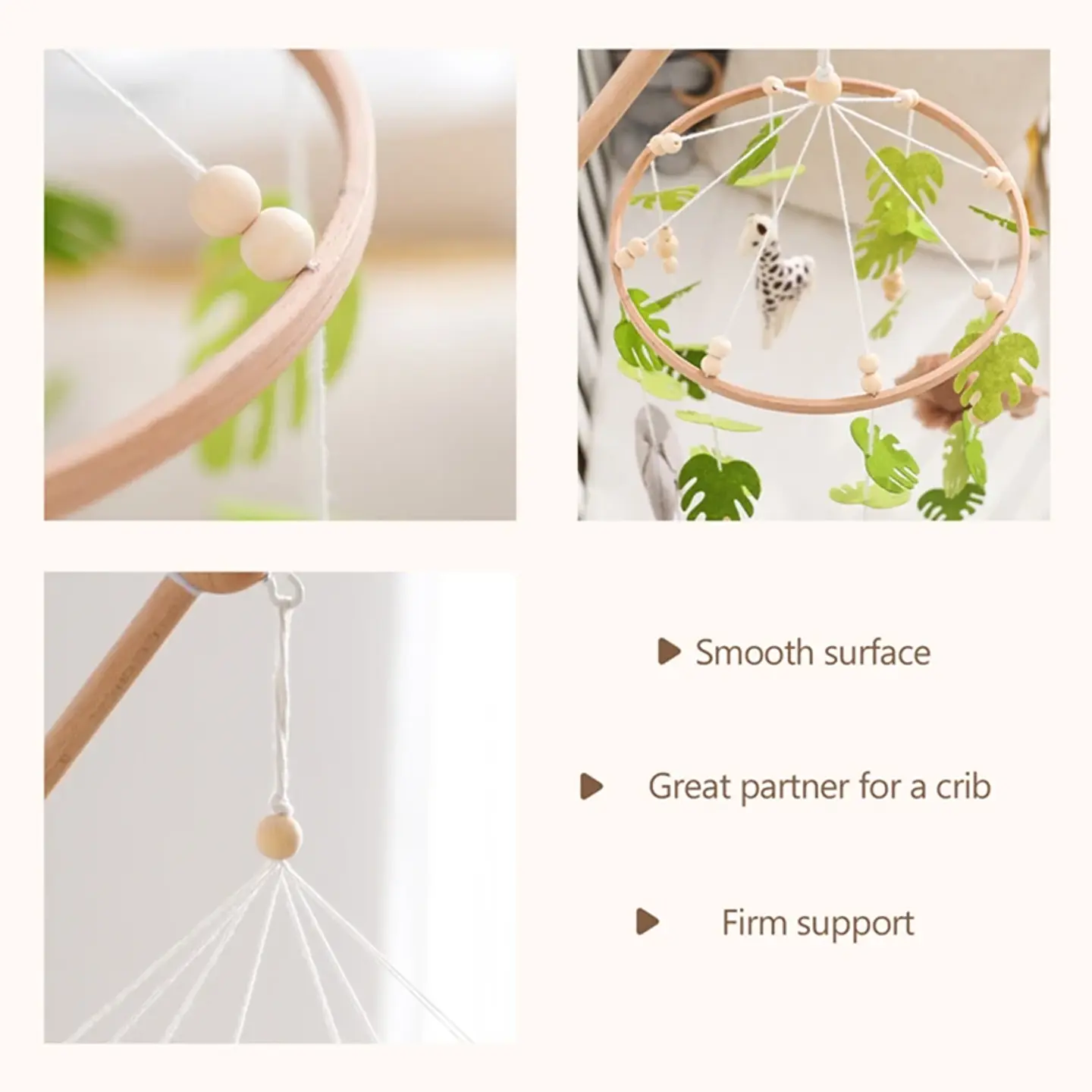 Wooden Baby Crib Mobile Felt Forest Animal Hanging Mobile for Newborns 5