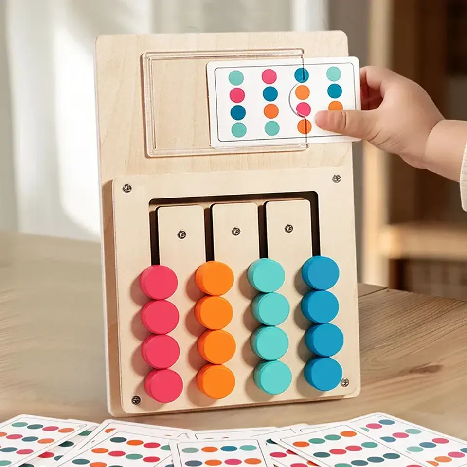 Montessori Wooden Color Matching Game Logic & Memory Board for Kids 4