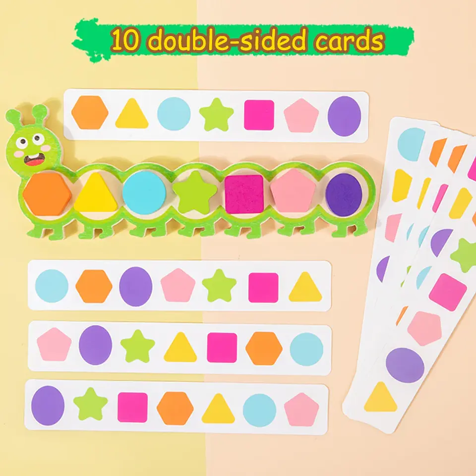 Montessori Magnetic Caterpillar Puzzle  Wooden Color & Shape Matching Board for Kids 5