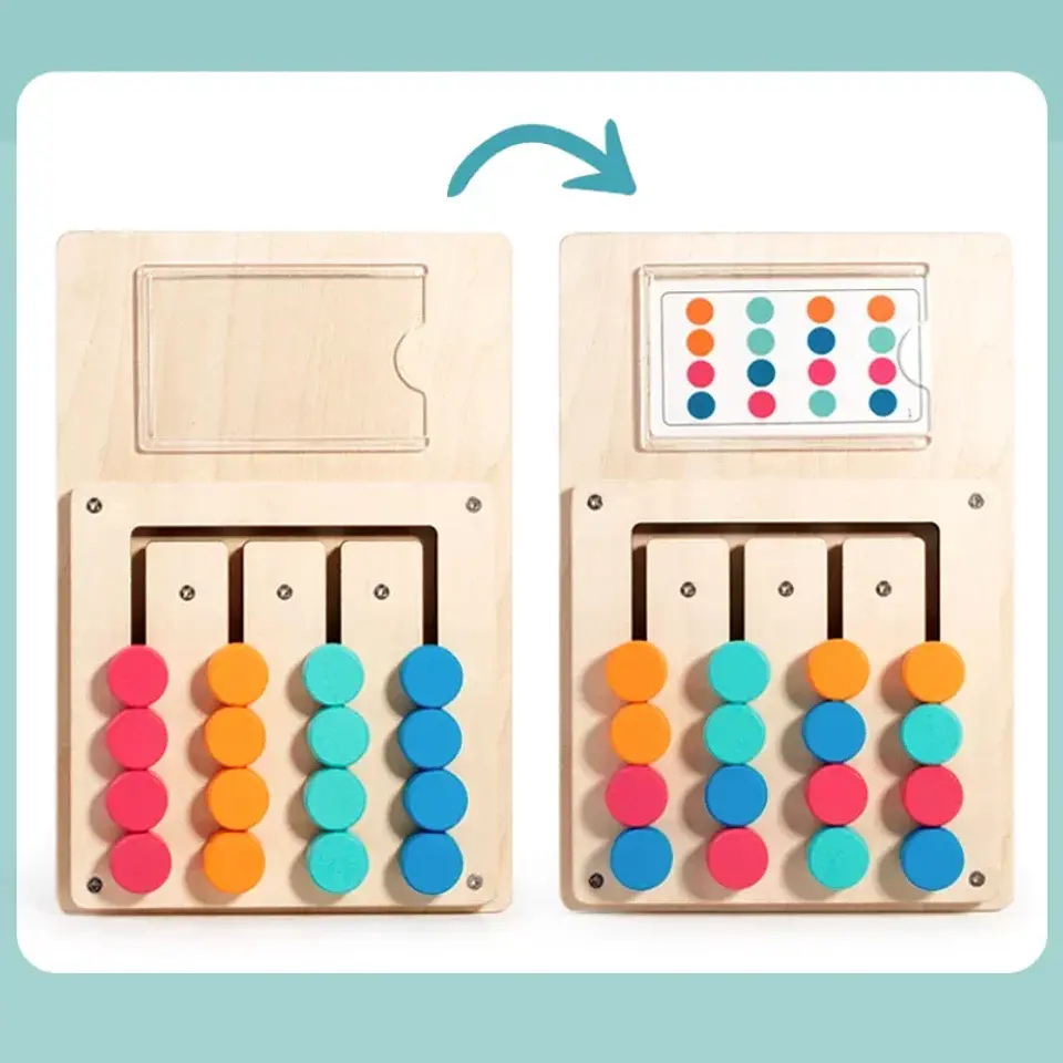 Montessori Wooden Color Matching Game Logic & Memory Board for Kids 6