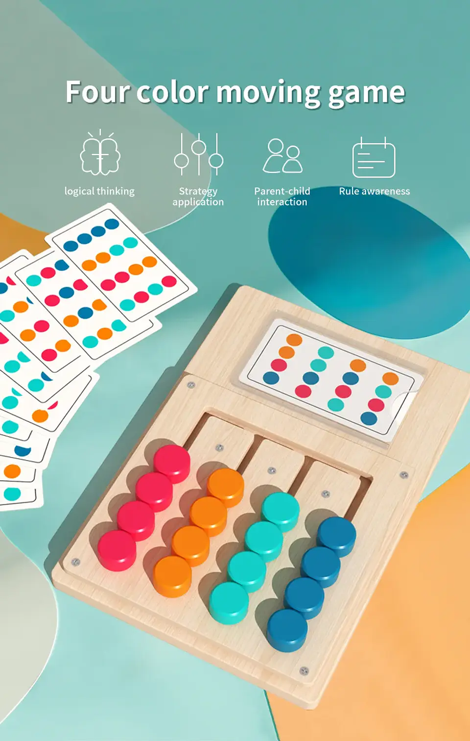 Montessori Wooden Color Matching Game Logic & Memory Board for Kids 7