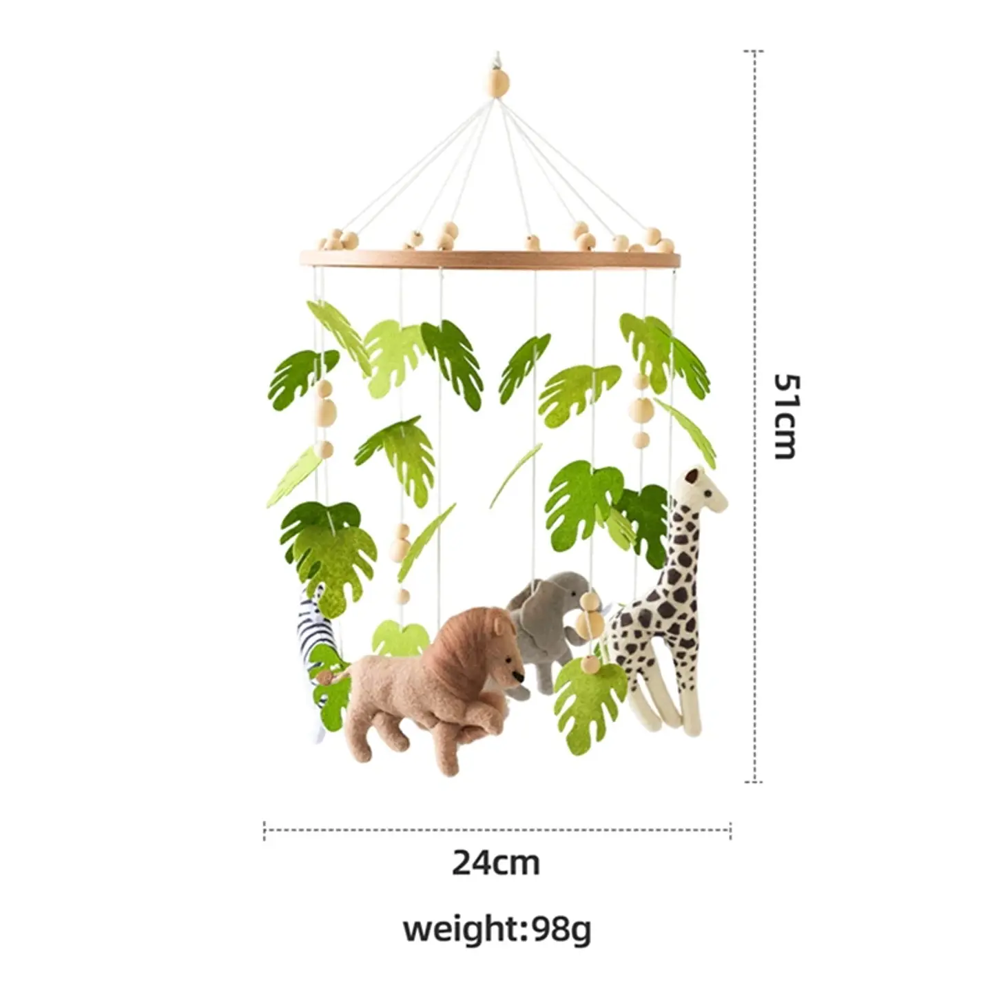 Wooden Baby Crib Mobile Felt Forest Animal Hanging Mobile for Newborns 8