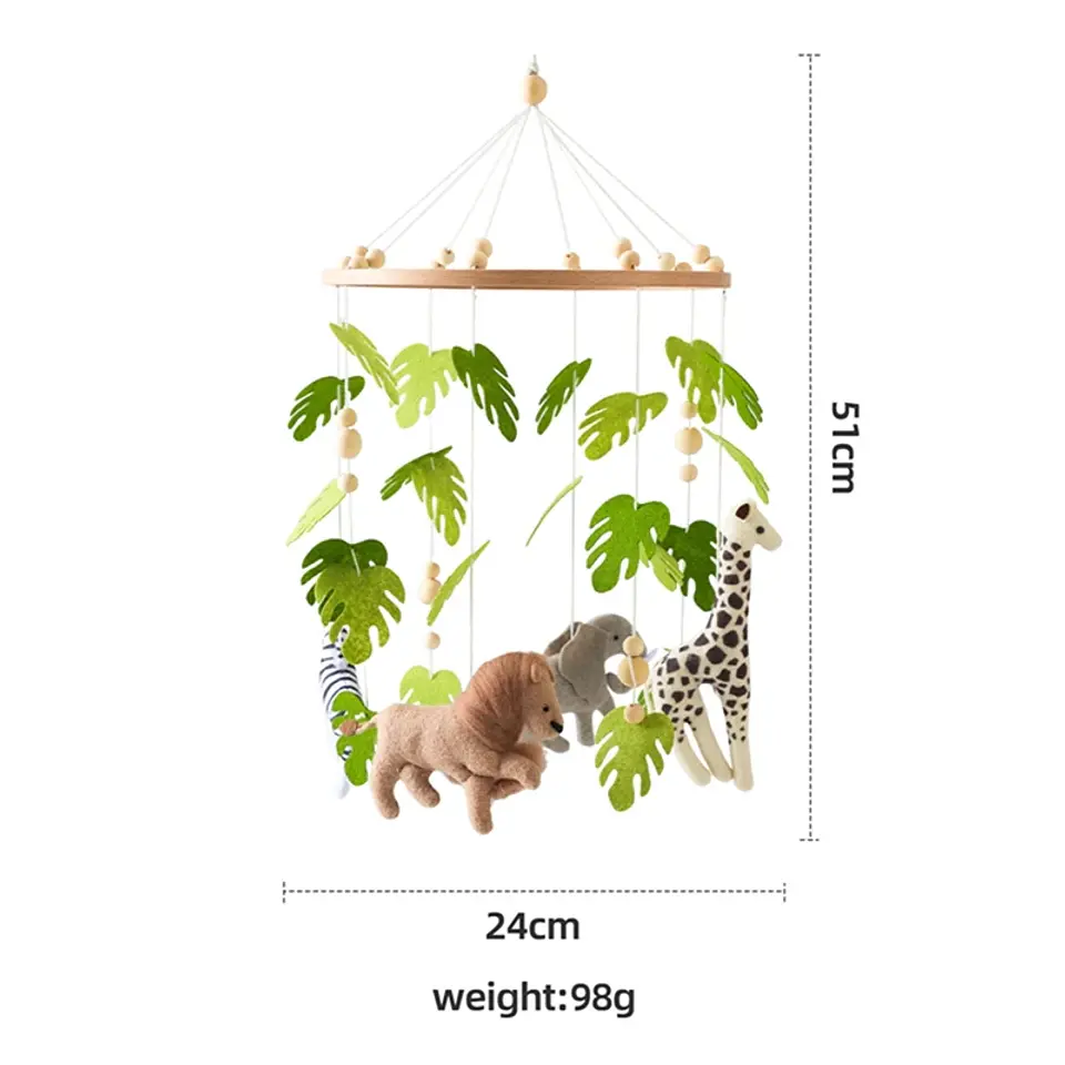 Wooden Baby Crib Mobile Felt Forest Animal Hanging Mobile for Newborns 8