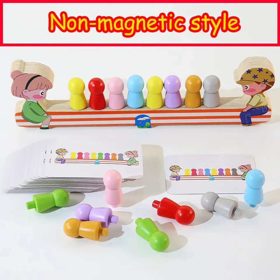 Montessori Magnetic Caterpillar Puzzle  Wooden Color & Shape Matching Board for Kids 10